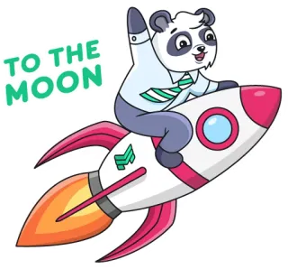 🙃 TO THE MOON Panda, Razzo, Luna, Sticker, Cartone animato telegram sticker