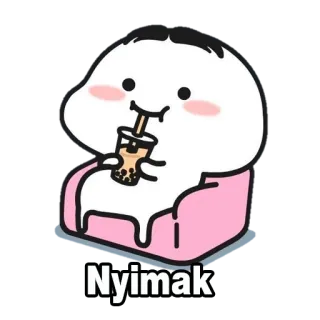 🥴 Nyimak cute, bubble tea, cartoon, sitting, relaxing telegram sticker