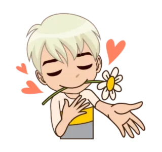 💐 Cartoon, Liefde, Bloem, Leuk, Jongen whatsapp sticker