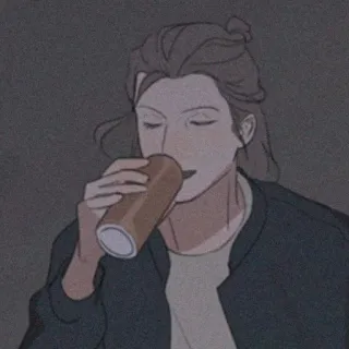 🎞 hombre, bebiendo, taza, chaqueta, pelo castaño telegram sticker