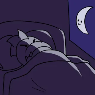 🛏 schlafen, nacht, mond, cartoon, bett, monster telegram sticker