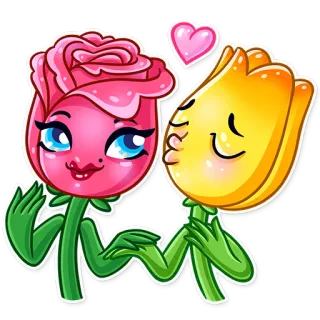 💏 bunga, mawar, tulip, ciuman, cinta, kartun, imut whatsapp sticker