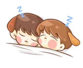 💤 sleeping, cute, cartoon, kawaii, zzz, sleepy, chibi, couple telegram sticker