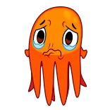 😢 เศร้า, ร้องไห้, สีส้ม, ผี, น่ารัก, น้ำตา telegram sticker