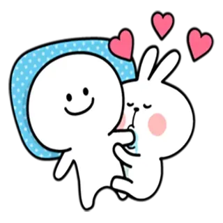 ❤️ Dibujo animado, Conejo, Abrazo, Amor, Amistad, Lindo telegram sticker