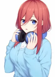 🥀 Miku Nakano The Quintessential Quintuplets Anime, Manga, Auriculares, Lindo, Chica, Personaje whatsapp sticker