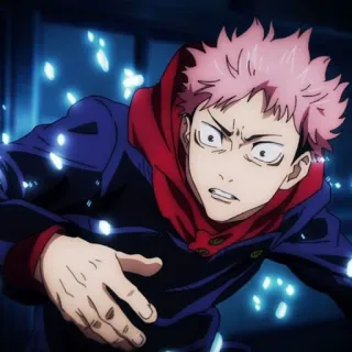 😡 Yuji Itadori Jujutsu Kaisen Аниме, Jujutsu Kaisen, Юдзи Итадори, розовые волосы, злой telegram sticker