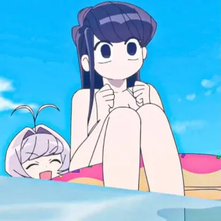 🌊 Komi Shouko Komi Can't Communicate 애니메이션, 귀여운, 코미, 코미 양은 커뮤증입니다, 해변, 수영복, 웃긴 telegram sticker