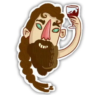 🍷 persoon, man, wijn, drank, baard, portret telegram sticker