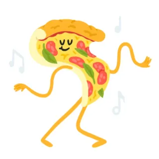 💃 Pizza, Makanan, Kartun, Menari, Karakter, Lucu, Potongan whatsapp sticker