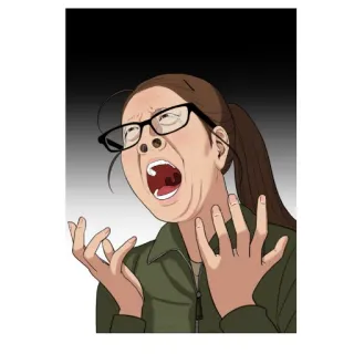 😖 grito, expressão, zangado, rosto, pessoa, mulher, desenho animado telegram sticker