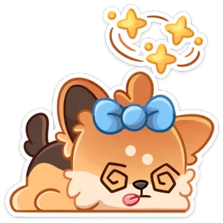 ⚰️ anjing, kartun, binatang, sakit, bintang, pita, imut, pusing whatsapp sticker