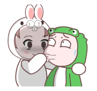 😤 Cartoon, Hasenkostüm, Froschkostüm, Paar, süß, lustig telegram sticker