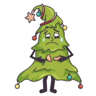 😭 árvore de Natal, triste, chorando, enfeite quebrado, feriado, desenho animado, ilustração telegram sticker