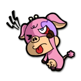 😜 만화, 돼지, 화난, 유머, 표정, 모욕적인 몸짓 telegram sticker