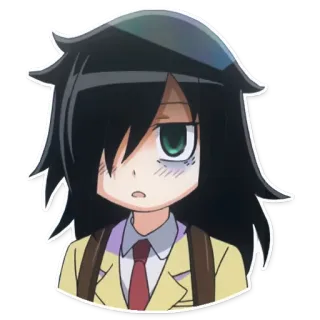 😐 Tomoko Kuroki Watamote อนิเมะ, มังงะ, ผู้หญิง, โรงเรียน, Watamote whatsapp sticker