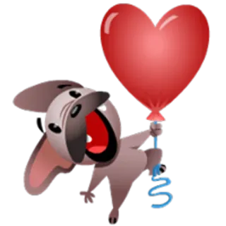 💝 cachorro, animal, balão, coração, desenho, fofo telegram sticker