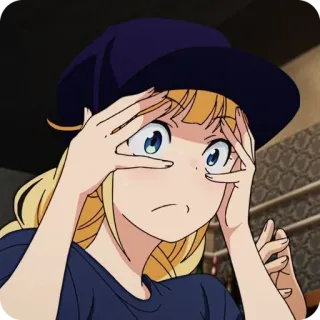 🙂 Animé, Dessin animé, Fille, Chapeau, Choqué, Expression, Surpris whatsapp sticker