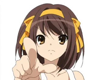 👆 Haruhi Suzumiya The Melancholy of Haruhi Suzumiya Аниме, Указывает, Девушка, Персонаж, Харухи Судзумия telegram sticker