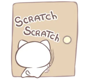 🐾 Scratch Scratch แมว, ข่วน, ประตู, น่ารัก, สัตว์ telegram sticker