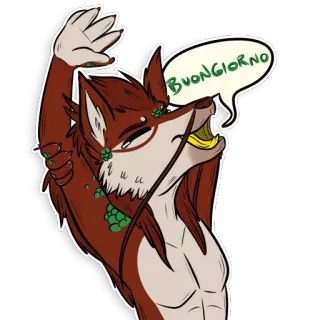 ☕️ BUONGIORNO キツネ, 動物, 挨拶, buongiorno, おはよう, イタリア語 telegram sticker