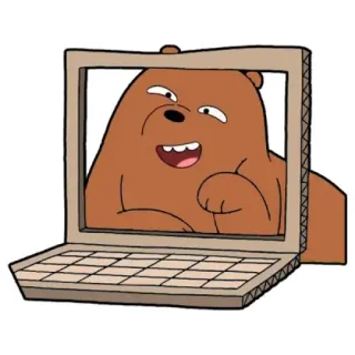 😏 Grizzly Bear We Bare Bears gấu, hoạt hình, máy tính xách tay, động vật, We Bare Bears telegram sticker