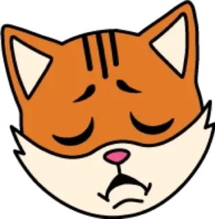 😔 chat, triste, animal, dessin animé, autocollant, émoticône, expression telegram sticker