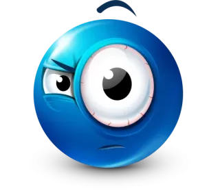 🤩 Emoji, Azul, Enojado, Gruñón, Molesto, Dibujo animado, Expresión whatsapp sticker