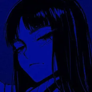 🤔 Anime, Manga, Mädchen, Frau, Porträt, Blau telegram sticker