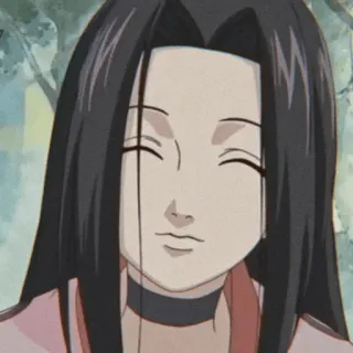 🥡 Anime, Charakter, lächelnd, lange Haare, schwarze Haare telegram sticker