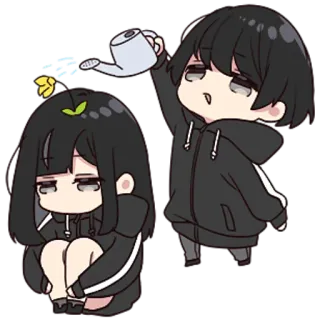 😏 Dessin animé, Animé, Kawaii, Mignon, Chibi, Arrosoir, Personnage whatsapp sticker