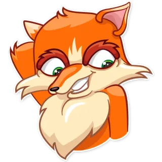 😅 fox, animal, cartoon, mammal, orange, cute, cheerful telegram sticker