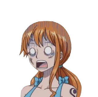 😱 Nami One Piece anime, shocked, surprised, reaction, expression whatsapp sticker