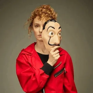 🕸 Money Heist ペーパー・ハウス, ラ・カサ・デ・パペル, マスク, テレビ番組, 赤いジャンプスーツ telegram sticker
