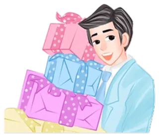 🎁 regalos, presente, hombre, celebración, feliz, regalar telegram sticker
