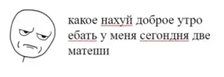😠 какое нахуй доброе утро ебать у меня сегодня две матеши มีม, โกรธ, ก้าวร้าว, ข้อความ, หงุดหงิด telegram sticker
