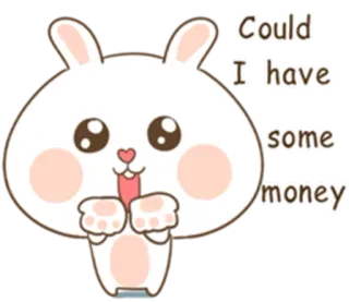 😂 Could I have some money bunny, money, begging, cute, cartoon, request, pleading, animal telegram sticker