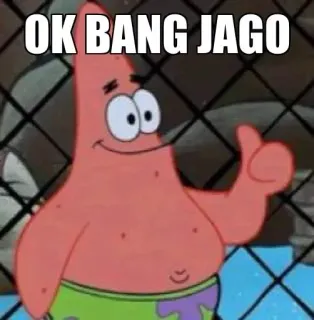 👍 Patrick Star Spongebob Squarepants OK BANG JAGO patrick, spongebob, meme, jempol, kartun whatsapp sticker