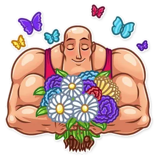 😊 otot, bunga, kupu-kupu, buket, bahagia telegram sticker