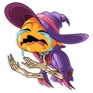 😭 かぼちゃ, 泣く, ハロウィン, 悲しい, 魔法使い, 骸骨, 魔女, 涙 telegram sticker