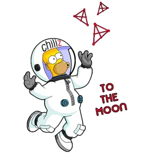 🚀 Homer Simpson The Simpsons TO THE MOON homer simpson, sulla luna, astronauta, cartoni animati, spazio, chilliz telegram sticker