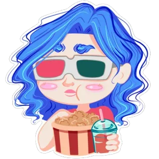 🍿 bắp rang bơ, phim, kính 3D, phim hoạt hình, đồ ăn vặt, giải trí telegram sticker