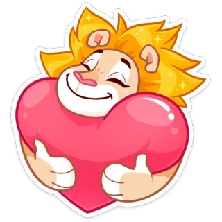 ❤️ สิงโต, หัวใจ, ความรัก, น่ารัก, การ์ตูน, สัตว์, สติกเกอร์, กอด telegram sticker