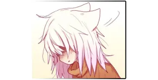 😞 кошачьи ушки, аниме, манга, иллюстрация, мультфильм, персонаж, рисунок telegram sticker