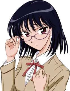 🤓 Gadis anime, Kacamata, Seragam sekolah, Kartun, Perempuan, Karakter, Lucu, Ilustrasi telegram sticker