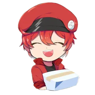 ❄️ Red Blood Cell (AE3803) Cells at Work! Anime, Sel, Sel darah, AE3803, Chibi whatsapp sticker