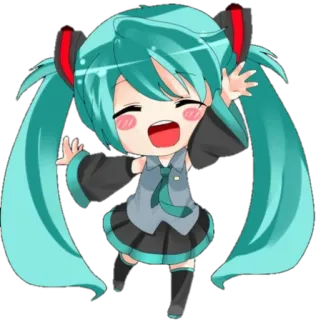 ✋ Hatsune Miku Anime, Chibi, Manga, Vocaloid, Hatsune Miku, Mignon telegram sticker