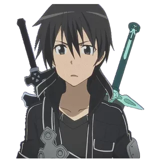😶 Kirito Sword Art Online anime, sword, kirito, sword art online, character, male telegram sticker