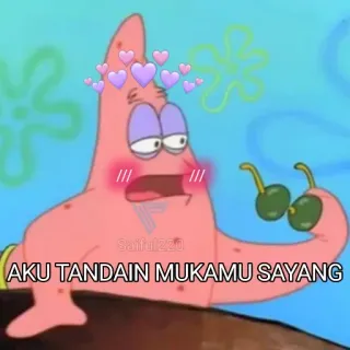 ❤️ Patrick Star SpongeBob SquarePants AKU TANDAIN MUKAMU SAYANG patrick, bintang laut, cinta, hati, kartun whatsapp sticker