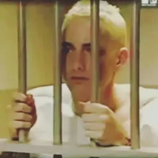 ✨ Eminem rapper, jail, bars, sad, serious telegram sticker